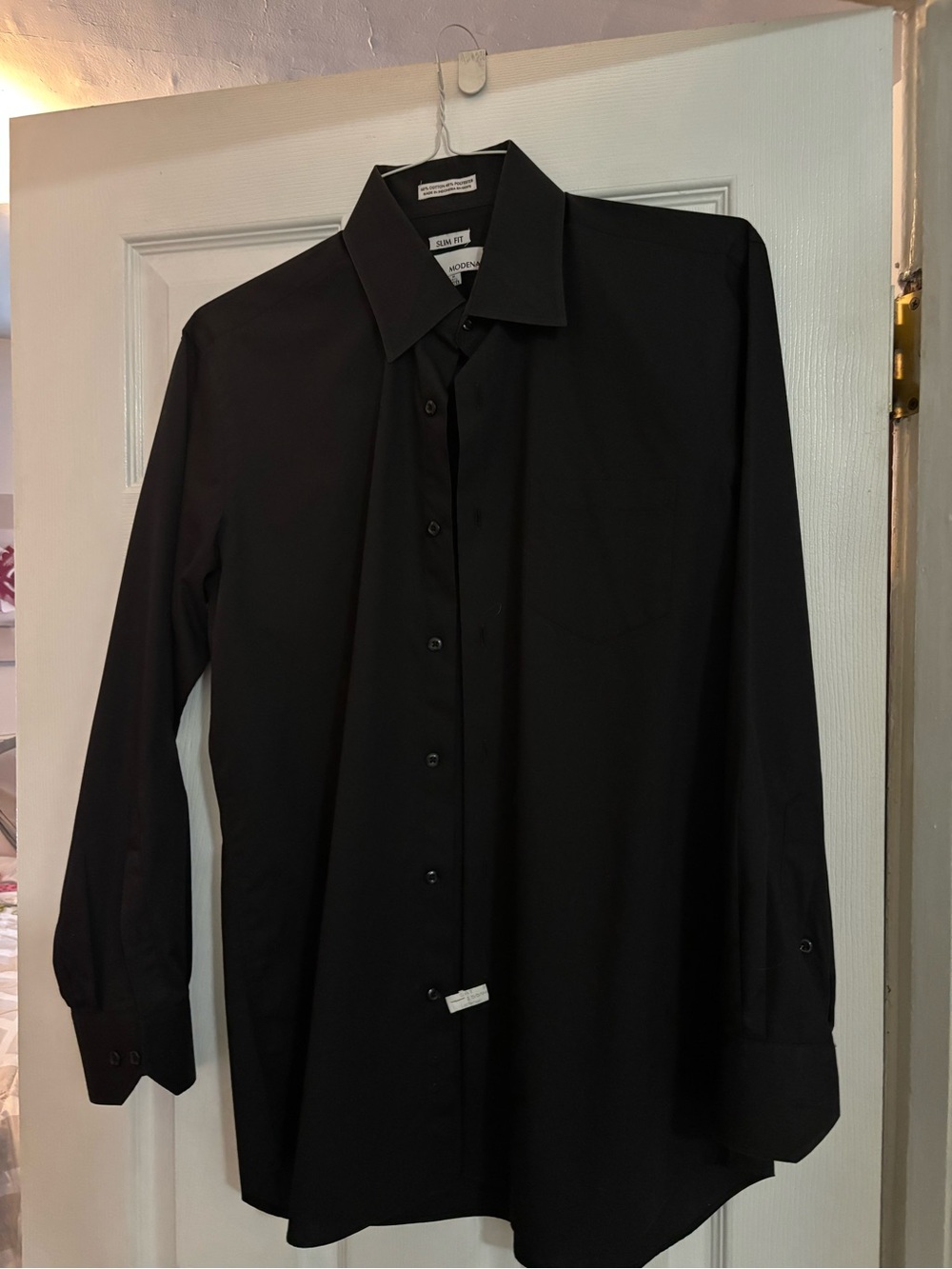 Classic Black Men's Button-Down Dress Shirt - Modena